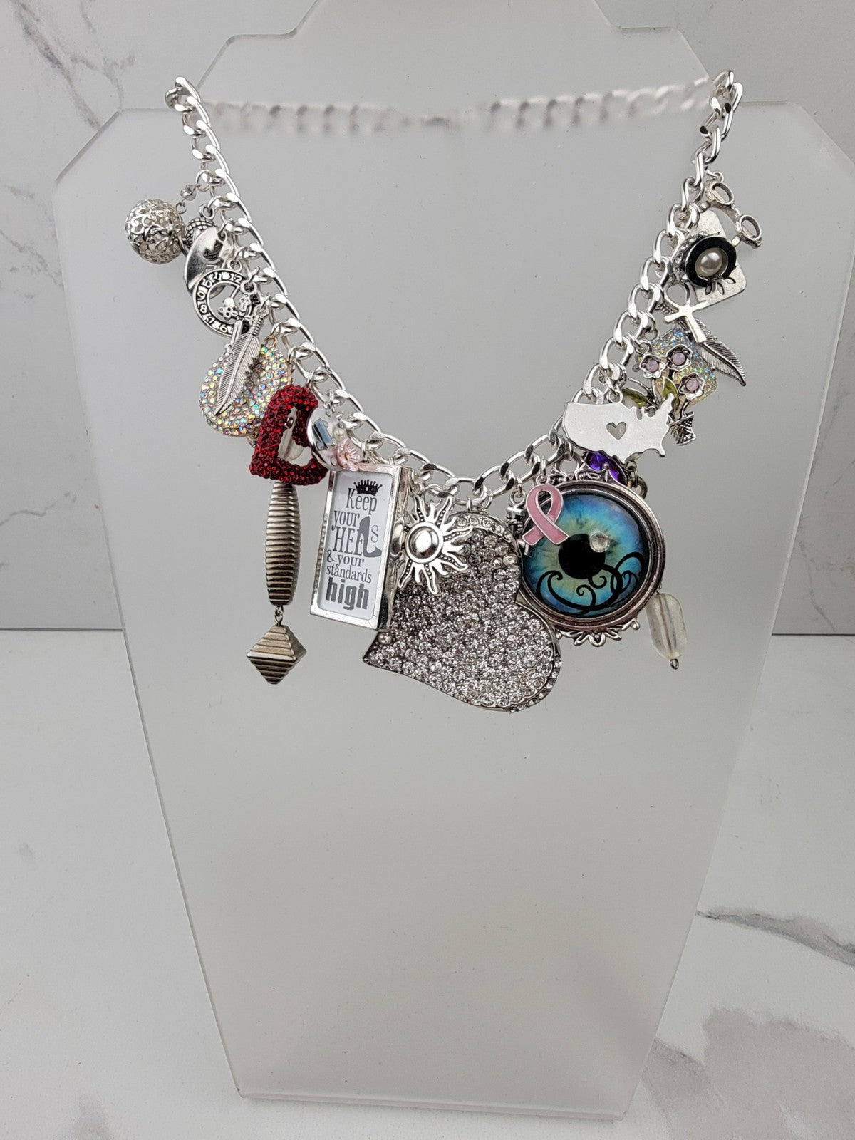 Synchronized Silver Charm Necklace