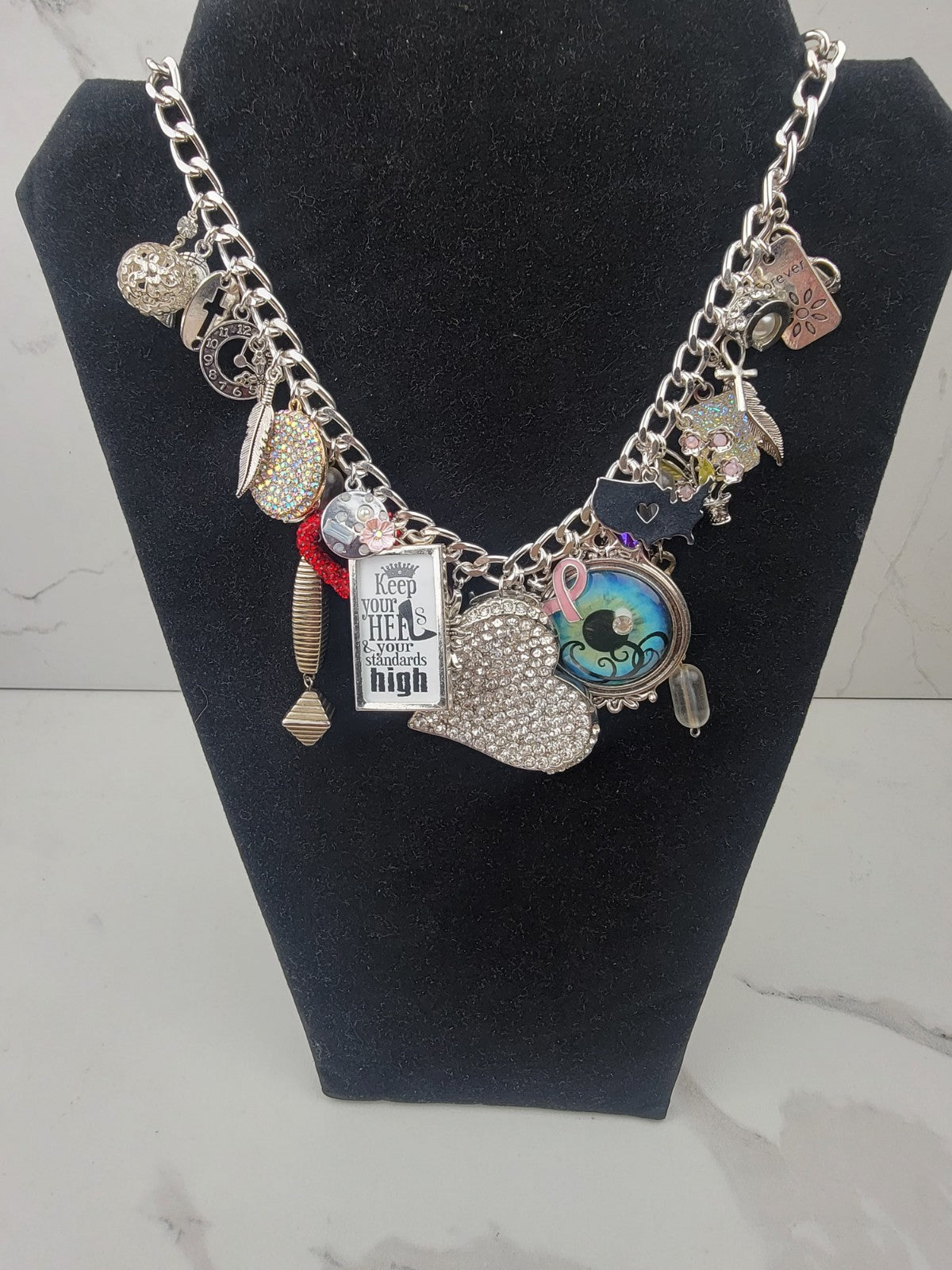 Synchronized Silver Charm Necklace