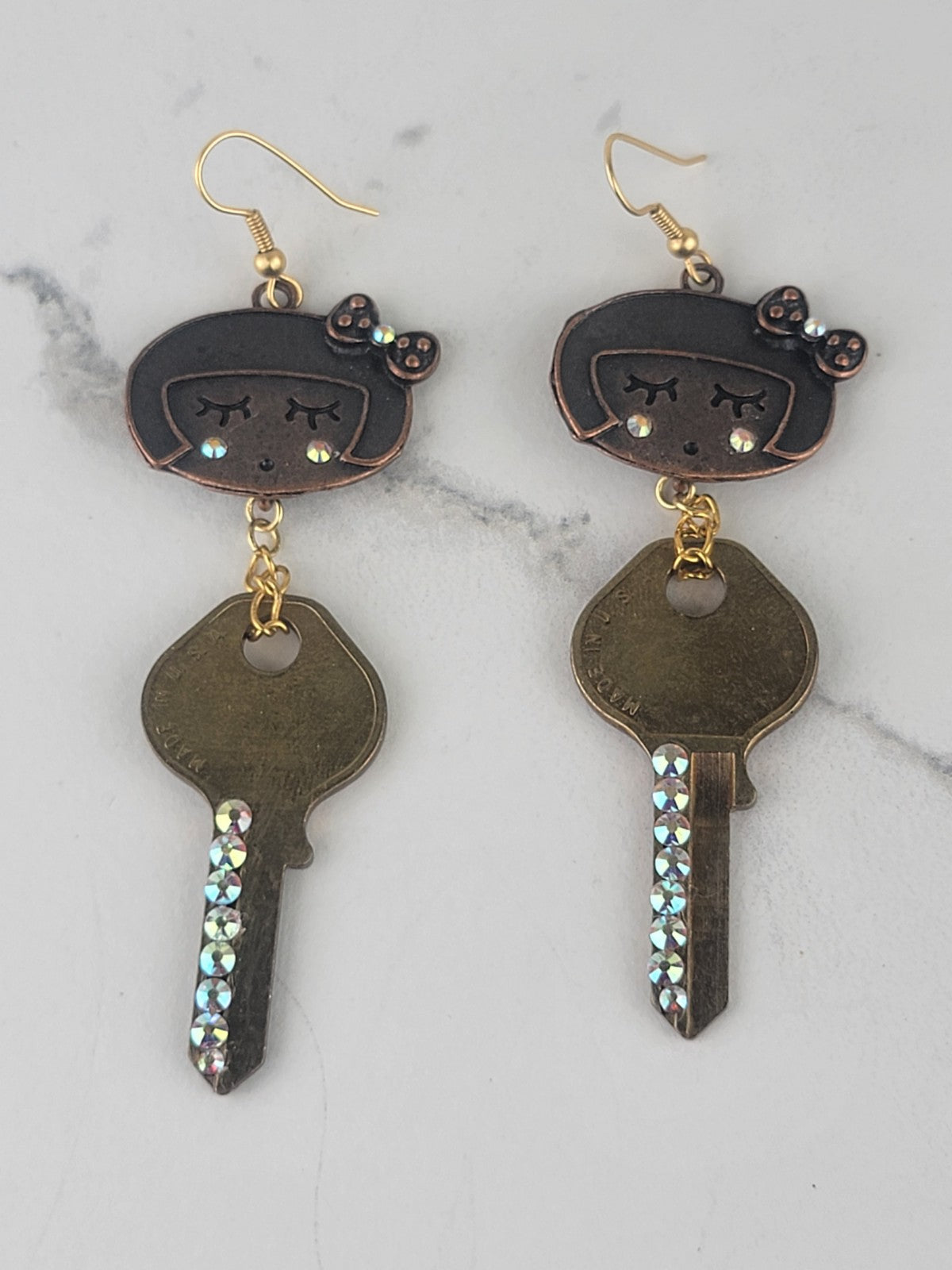 Rhinestone Key Earring