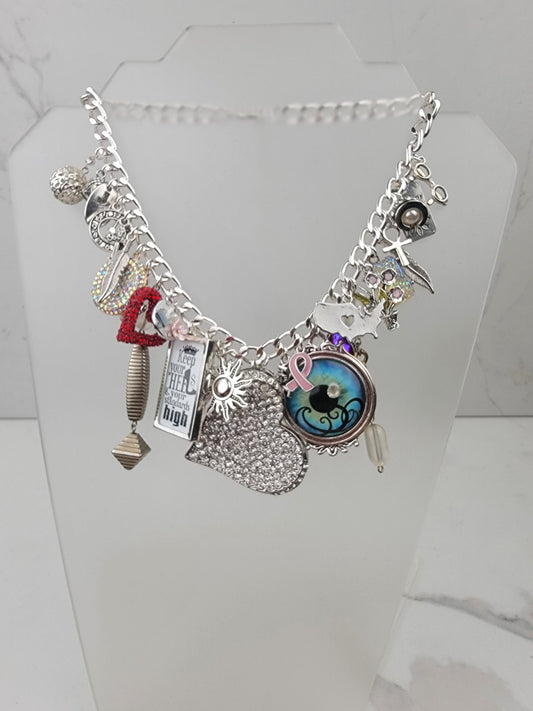 Synchronized Silver Charm Necklace