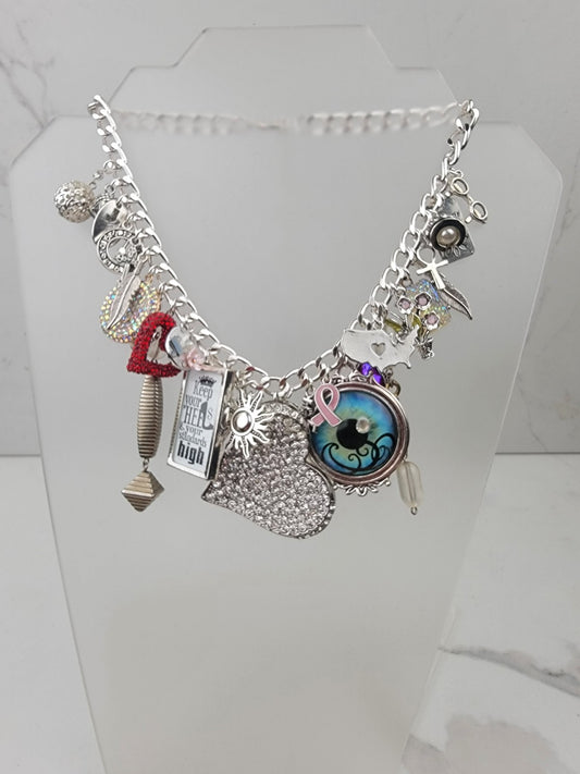 Synchronized Silver Charm Necklace